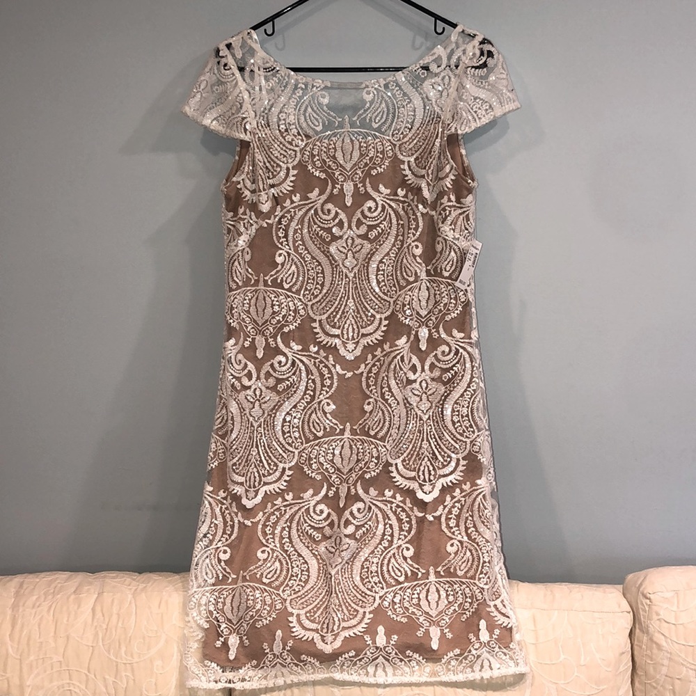 Gorgeous dress barn nude and white dress